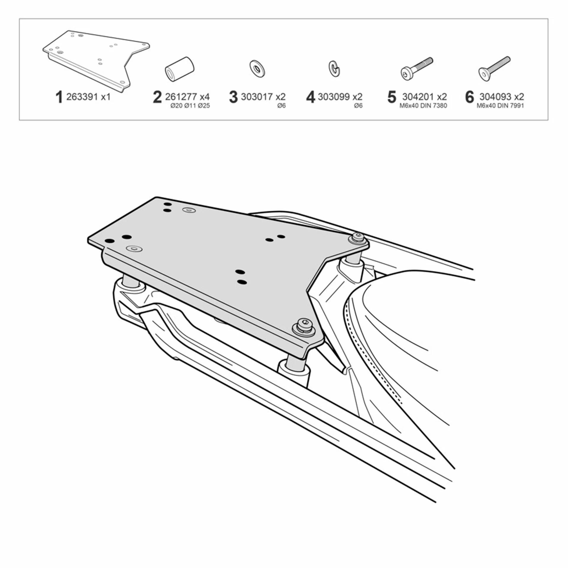 Platine top case Shad BMW R 1300 GS / Adventure